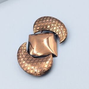 Vintage copper geometric modernist large brooch pin